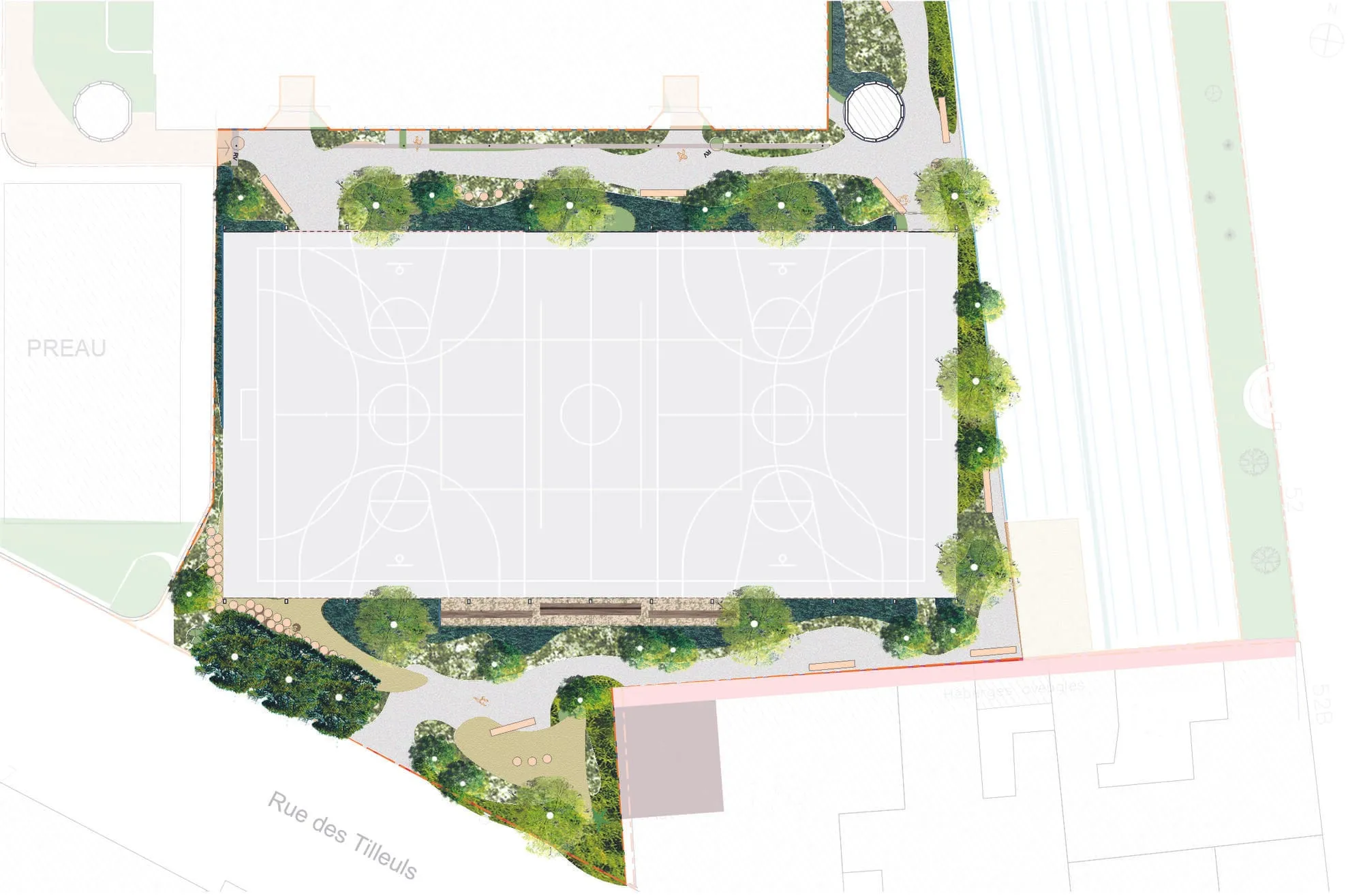 Transformation des espaces extérieurs sportifs du Gymnase Denfert-Rochereau